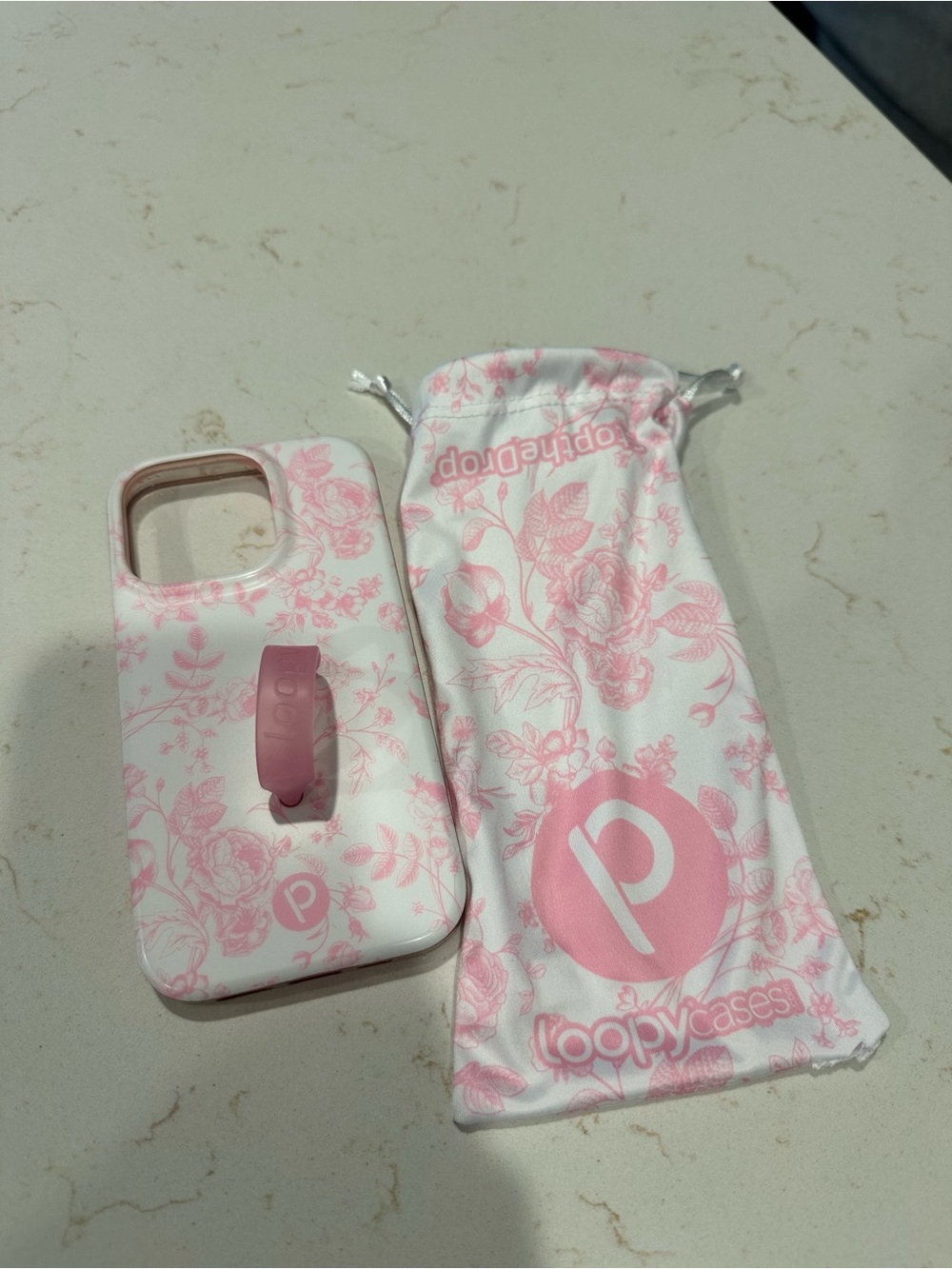 iPhone 14 Pro Pink Floral Loopy Phone Case